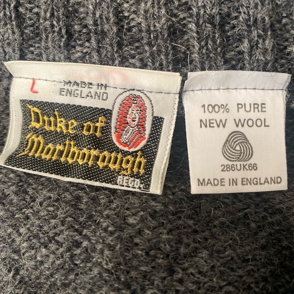 DUKE OF MARLBOROUGH Men's Large Sweater Argyle New Wool Crew Neck England VTG - Picture 4 of 12